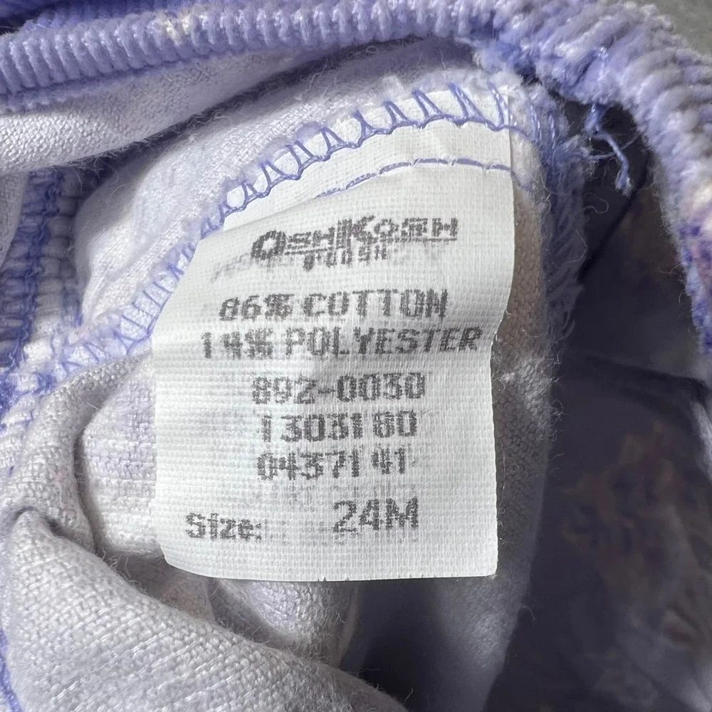 Vintage OshKosh Bgosh Girls Lavender Floral Corduroy Overalls Made in USA 24M